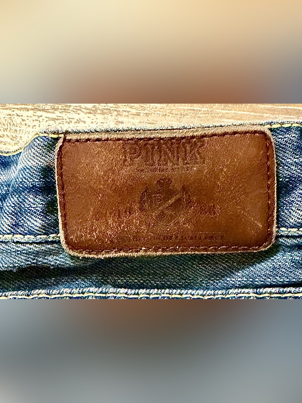 VTG 2005-2007 PINK Victoria's Secret Dark Blue Distressed Denim Low Rise Shorts - Picture 3 of 4